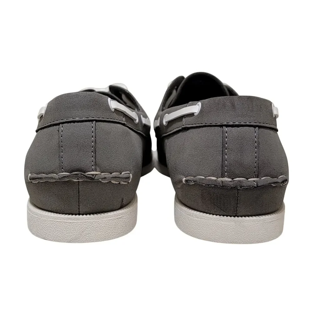 Club Room Men Elliot 2-Eye Casual Boat Shoes Size US 10M Grey Faux Leather